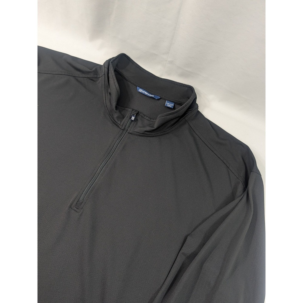 Cutter & Buck Dark Black Jersey Knit 1/4 Zip Sweater SZ: 5XB Lightweight Knit